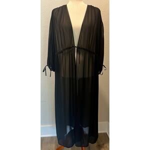 Vintage Y2K Oscar de la Renta Pink Label Sheer Black Robe Size 1X